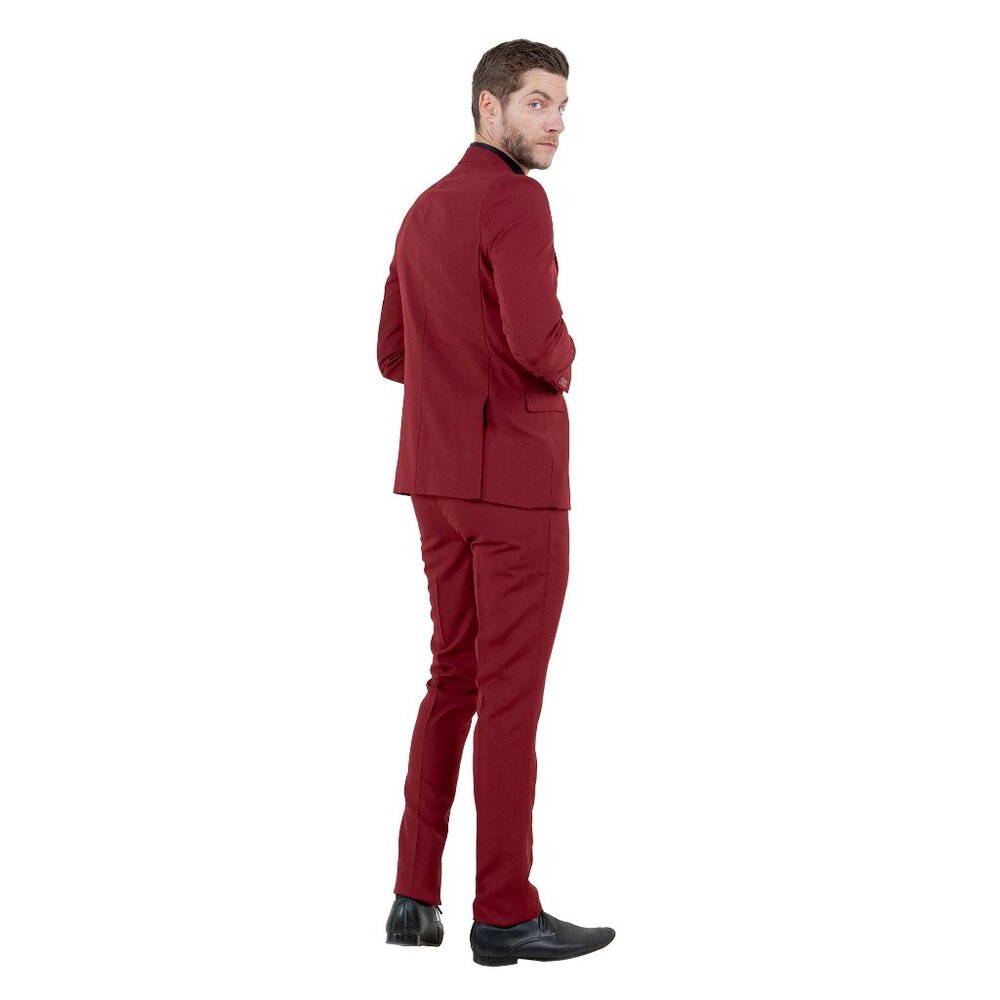Vitto's Premium Polyester 2pc Mens Suit,  Burgundy - Picture 5 of 6